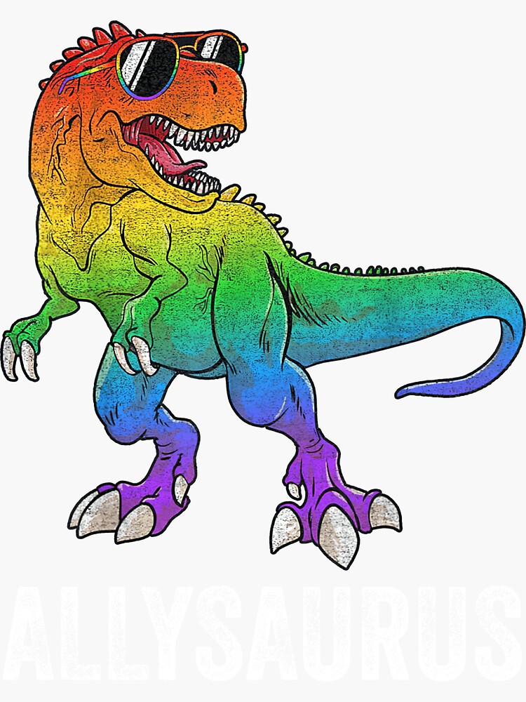 Rainbow　Gay　Flag　Allysaurus　by　lonaarts8　LGBT　Dinosaur　Redbubble　In　for　Ally　Pride