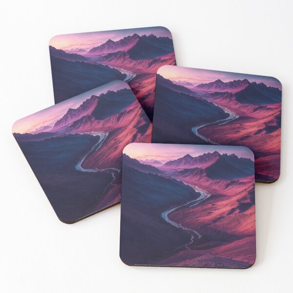 Item preview, Aerial View of a Valley Nestled in Between Mountain Ranges, Ai Generated Art designed and sold by AiGens.
