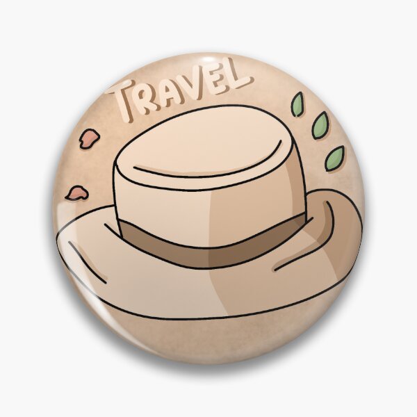 Item preview, Minimalist beige travel hat with travel quote round sticker designed and sold by DozyJov.