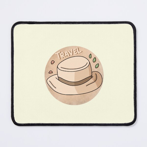 Item preview, Minimalist beige travel hat with travel quote round sticker designed and sold by DozyJov.