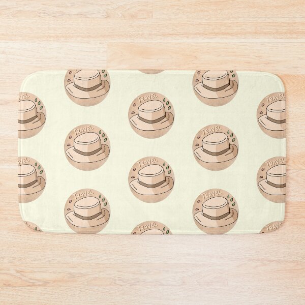 Item preview, Minimalist beige travel hat with travel quote round sticker designed and sold by DozyJov.