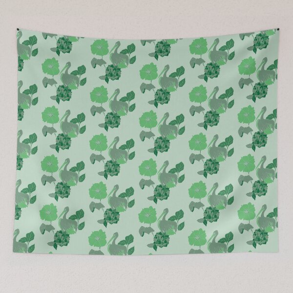 Item preview, Pelicans in the flowers green version designed and sold by GENEST-V.