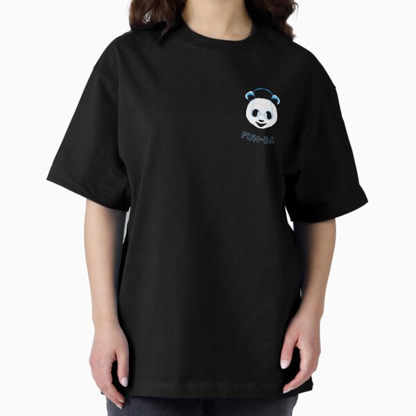 Panda Cute Design Fun Face Chill Music Vibe Headphones Drawing Minimalist Art Oversized T-Shirt