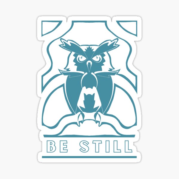 Owl Cute Tree Design Be Still Christian Design Bible Verse Blue Print Minimalist Drawing Sticker