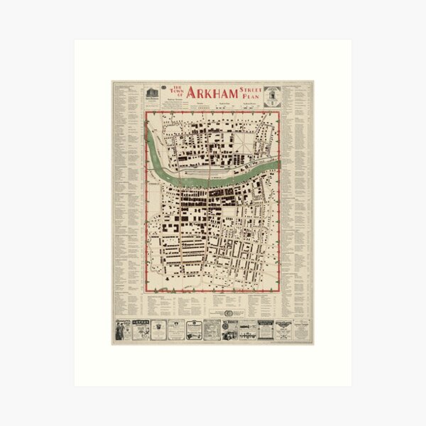 Item preview, Arkham Street Plan Map designed and sold by Chaosium.
