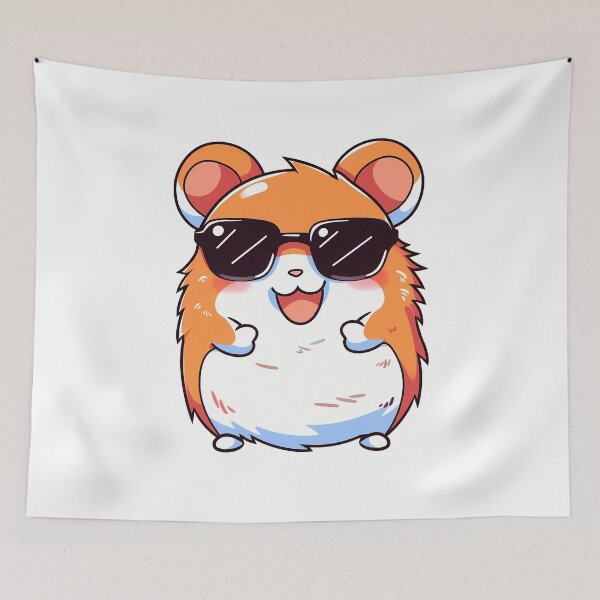 Item preview, summer party cute hamster in sunglasses designed and sold by ArtHideaway.
