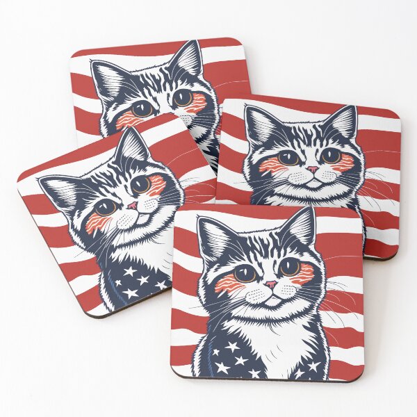 Item preview, patriot  cute cat  against the background of the flag designed and sold by jkrphoto.