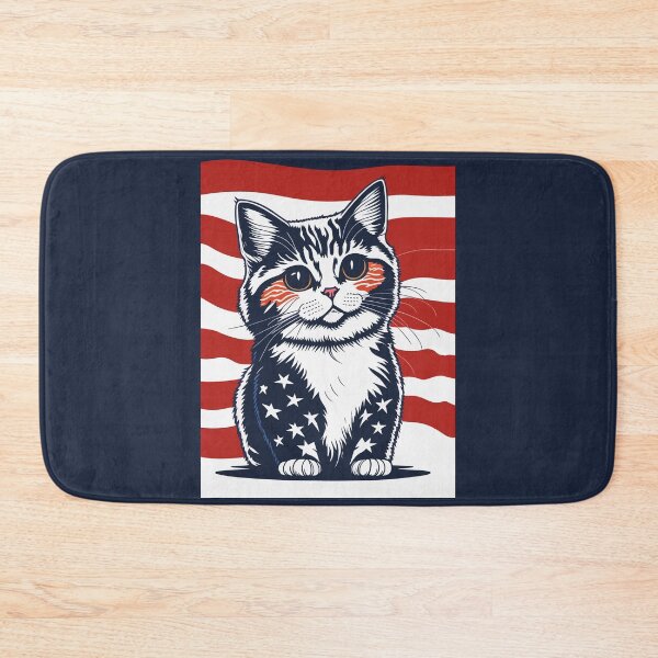 Item preview, patriot  cute cat  against the background of the flag designed and sold by jkrphoto.