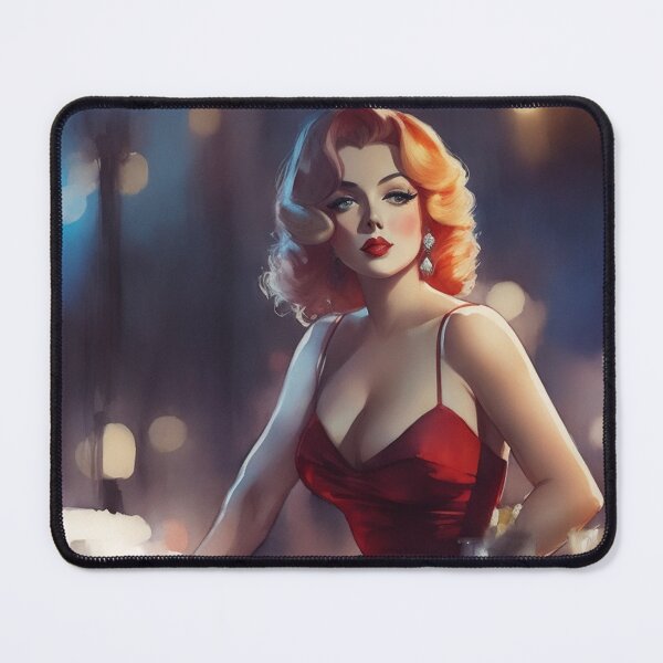 Item preview,  A Beautiful 40s Art Deco Style portrait of a red head starlet girl designed and sold by Vintage Designs +.