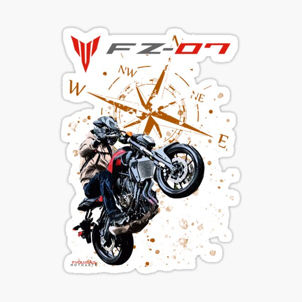 FZ-07 Red Biker Sticker for Sale by Evomotoarte