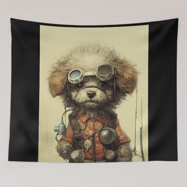 Item preview, Cool cockerspeniel dog with adventurous-looking glasses Cool outfit,yellow color,puppy, cub, dog, animals, cap, cartoon, beautiful, cute, personification, kitten,musical designed and sold by Hermossa-Art.