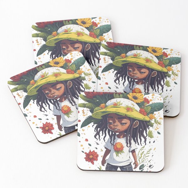 Item preview, Rastafari boy with hat and dreadlock hair flower splash designed and sold by Sashindra Wijayarathna.