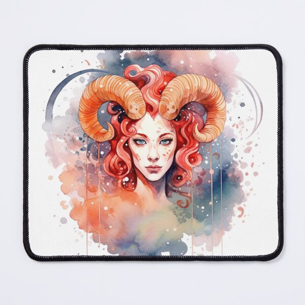 Item preview, Aries zodiac sign - whimsical watercolor portray designed and sold by miss-keysmash.