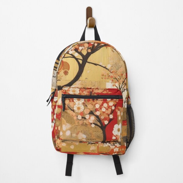Item preview, Cherry Blossom Patchwork Pattern in Gold and Red designed and sold by Moisky Patterns.
