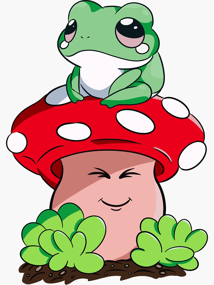 Mushrooms & Frog Sticker