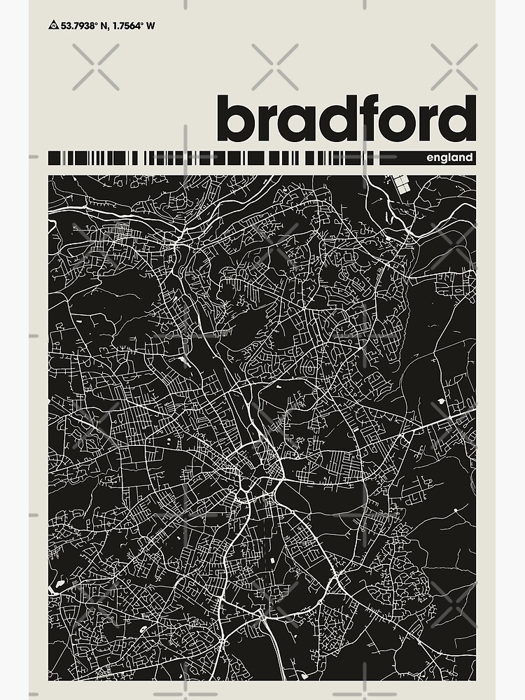 Bradford Dark Map City Of Bradford Map Bradford Minimalist Map   Flat,750x,075,f Pad,750x1000,f8f8f8 