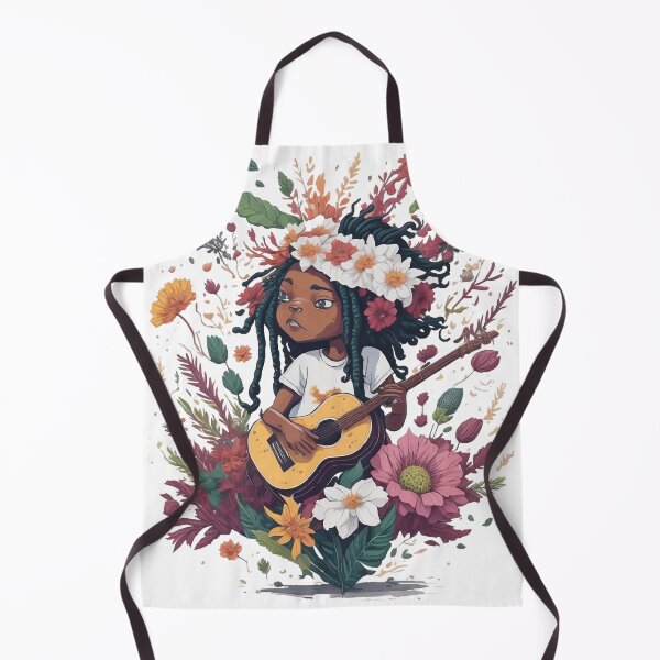 Item preview, Rastafari girl of dreadlock hair playing guitar in flower splash designed and sold by Sashindra Wijayarathna.