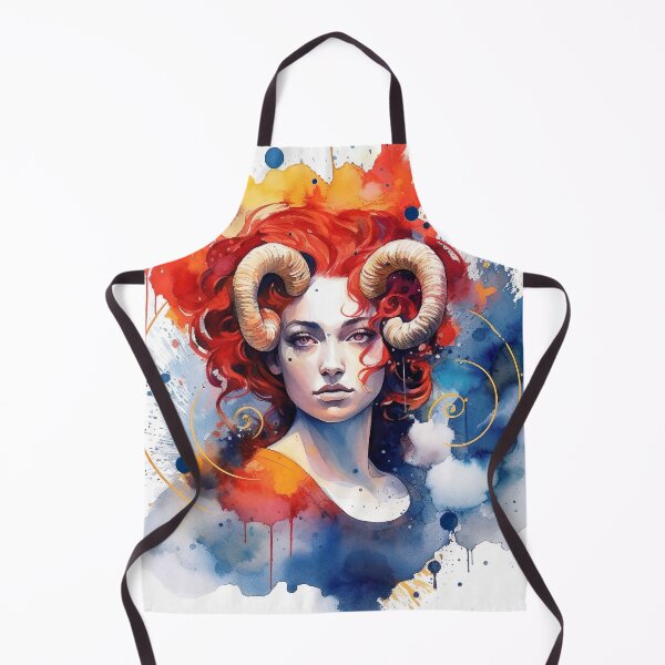Item preview, Aries zodiac sign - whimsical watercolor portray designed and sold by miss-keysmash.