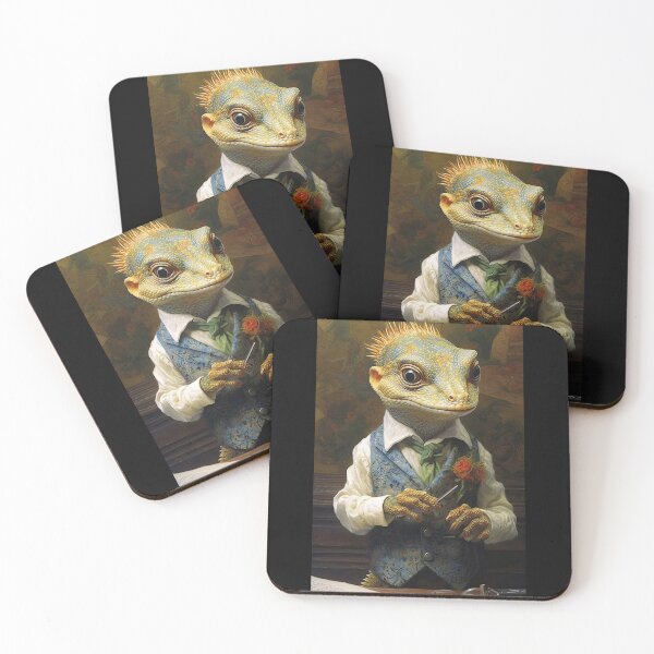 Item preview, Romatic lizard dressed in tie vest and fashionable and elegant clothes,with flower  designed and sold by Hermossa-Art.