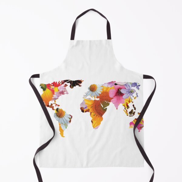Item preview, World Map Silhouette of Colorful Flowers designed and sold by origoo.