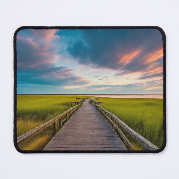 Item preview, Coastal Marsh Landscapes with Boardwalks, Ai Generated Art designed and sold by AiGens.