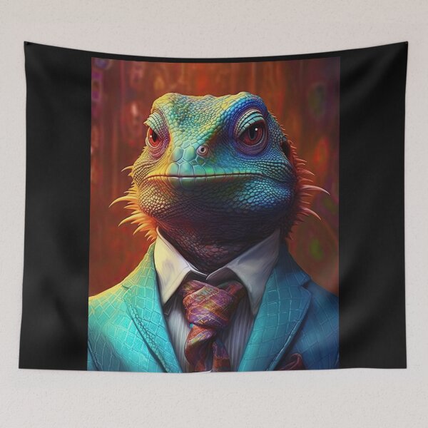 Item preview,  lizard  dressed in tie vest and fashionable and elegant clothes  designed and sold by Hermossa-Art.