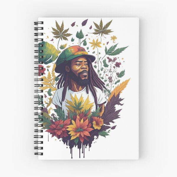 Item preview, Rastafari guy of dreadlock hair covered with flowers and marijuana leaves designed and sold by Sashindra Wijayarathna.