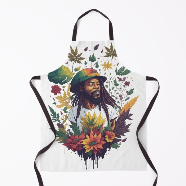 Item preview, Rastafari guy of dreadlock hair covered with flowers and marijuana leaves designed and sold by Sashindra Wijayarathna.