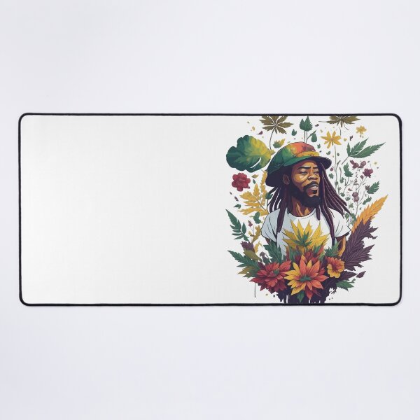 Item preview, Rastafari guy of dreadlock hair covered with flowers and marijuana leaves designed and sold by Sashindra Wijayarathna.