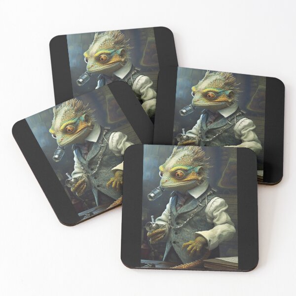 Item preview, Mad scientist lizard  dressed in tie vest and fashionable and elegant clothes  designed and sold by Hermossa-Art.