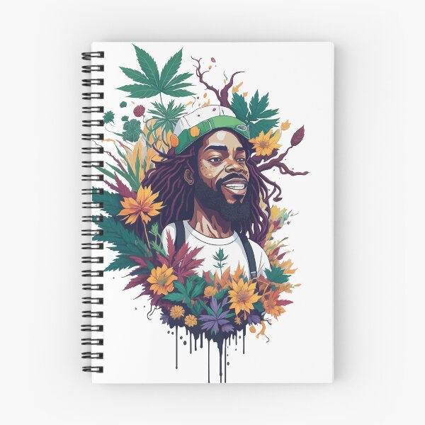 Item preview, Rastafari guy of dreadlock hair covered with flowers and marijuana leaves designed and sold by Sashindra Wijayarathna.
