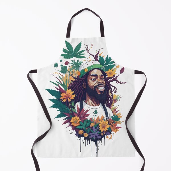 Item preview, Rastafari guy of dreadlock hair covered with flowers and marijuana leaves designed and sold by Sashindra Wijayarathna.