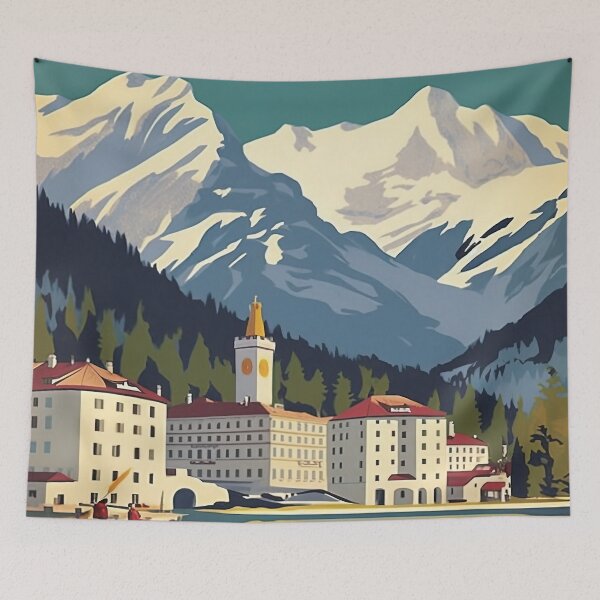 Item preview, Saint Moritz,Switzerland Ski Travel Poster designed and sold by BokeeLee.