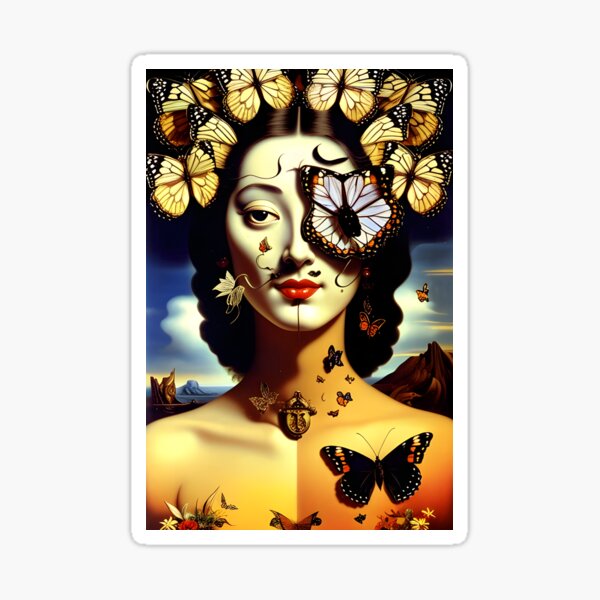 Item preview, MK Ultra Occult Symbolism Illuminati AI Art Dali Surrealism Monarch Butterflies designed and sold by RandomWeird.