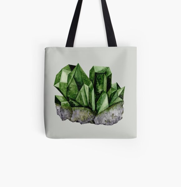Green Watercolor Gem All Over Print Tote Bag