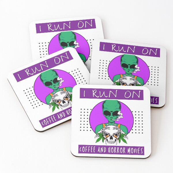 Item preview, I Run On Coffee And Horror Movies designed and sold by Quirky Dez.