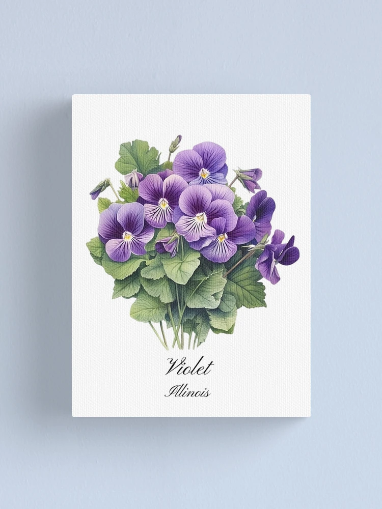 Mini Print, Violets Illinois State Flower, Abstract Watercolor