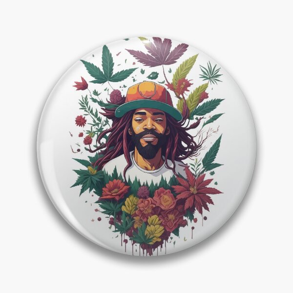 Item preview, Rastafari guy of dreadlock hair covered with flowers and marijuana leaves designed and sold by Sashindra Wijayarathna.