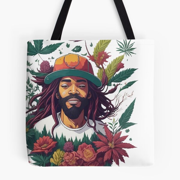 Item preview, Rastafari guy of dreadlock hair covered with flowers and marijuana leaves designed and sold by Sashindra Wijayarathna.
