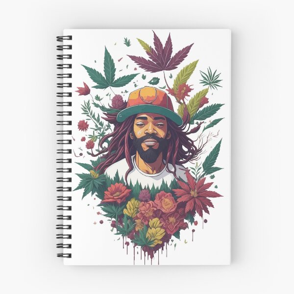 Item preview, Rastafari guy of dreadlock hair covered with flowers and marijuana leaves designed and sold by Sashindra Wijayarathna.