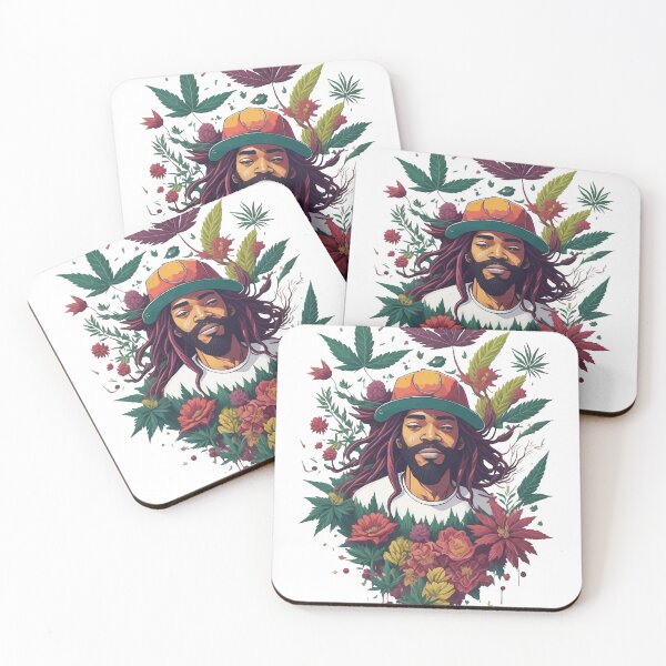 Item preview, Rastafari guy of dreadlock hair covered with flowers and marijuana leaves designed and sold by Sashindra Wijayarathna.