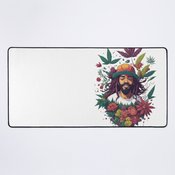 Item preview, Rastafari guy of dreadlock hair covered with flowers and marijuana leaves designed and sold by Sashindra Wijayarathna.