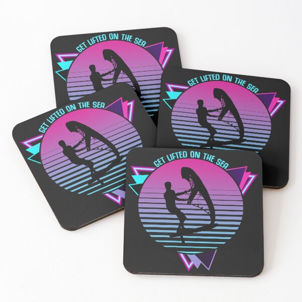 Item preview, Get Lifted on the Sea Synthwave 80s Wing Foil Wing Surf Wingfoiler Wingsurfer designed and sold by LumbardaDesigns.