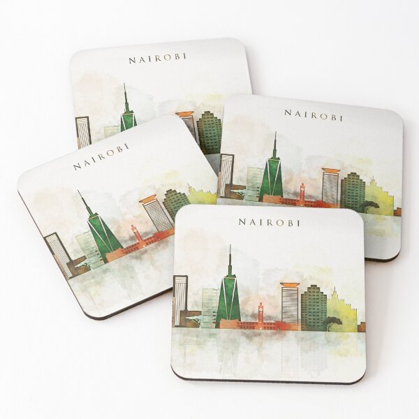 Item preview, Nairobi Skyline Watercolor, Capital of Kenya, Africa, Travel Print designed and sold by DimDom.