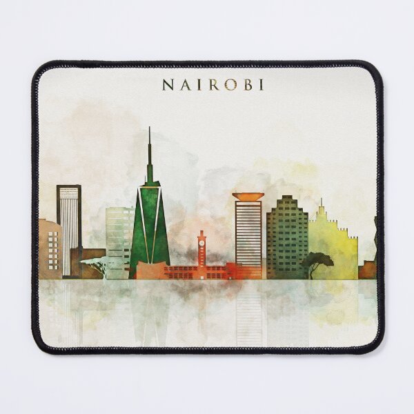 Item preview, Nairobi Skyline Watercolor, Capital of Kenya, Africa, Travel Print designed and sold by DimDom.