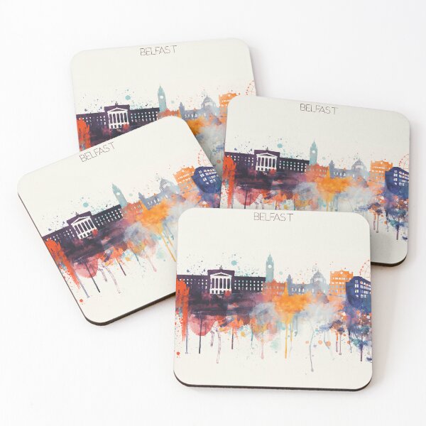 Item preview, Belfast Skyline Watercolor, Northern Ireland art,Travel Print designed and sold by DimDom.