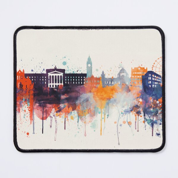 Item preview, Belfast Skyline Watercolor, Northern Ireland art,Travel Print designed and sold by DimDom.