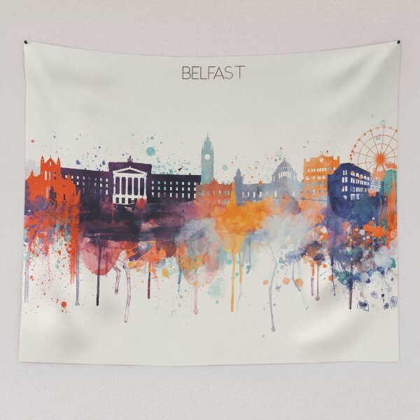 Item preview, Belfast Skyline Watercolor, Northern Ireland art,Travel Print designed and sold by DimDom.