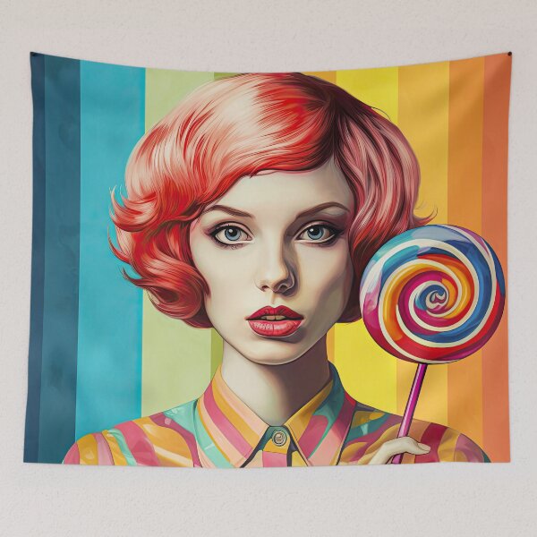 Item preview, Portrait of your woman with lollipop Pop Art style designed and sold by FlatLandPrints.