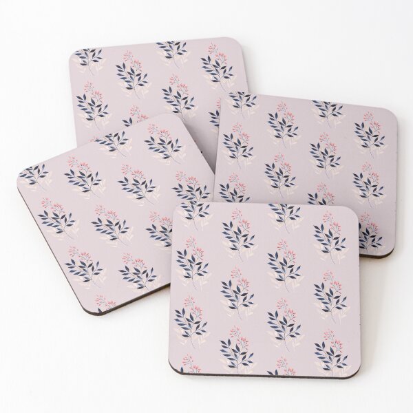 Item preview, Pink and Blue Berries and Leaves Design with a Dusty Lilac background designed and sold by AquarelleSurbhi.